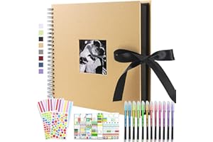 Vienrose Album Fotografico fai da te Spirale Scrapbooking Album 80 Pagine Nere scrapbook Regali Nozze Natale Valentino Regalo di Anniversario Compleanno