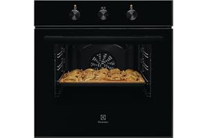 Electrolux 60cm Premium Built-In Oven with Fan, 58L XL Oven Capacity with Aqua Cleaning, Child Lock, Functions Includes Baking Grilling Defrost & Toasting, Cooling Fan, UltimateTaste600, KOH2H00BK