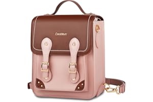 Cwatcun Camera Bag, Retro Camera Corssbody Case, Vintage PU Leather Waterproof Camera Handbag, Lightweight Camera Backpack for Women, Compatible with SLR/DSLR Mirrorless Camera, Lens