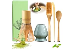 NUANGOO Frusta al Matcha 5 pezzi Matcha Kit Frustino the Matcha Frusta di bambù per il tè Matcha per la preparazione tradizionale del tè matcha (blu)