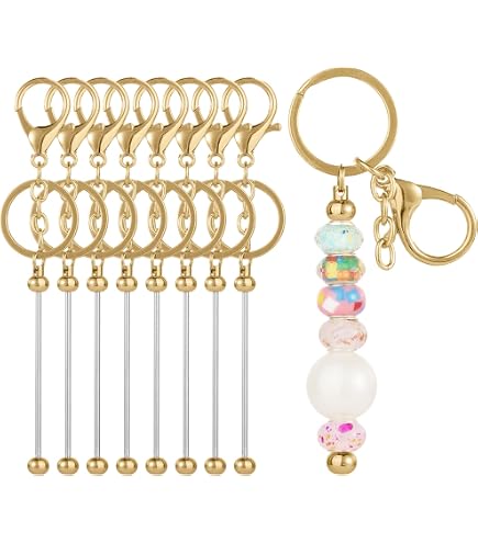 6 Portachiavi Con Barretta Filettata In Metallo Argento | Perline Vuote Per Fai Da Te | Lega Di Zinco | 15x3x1 Cm