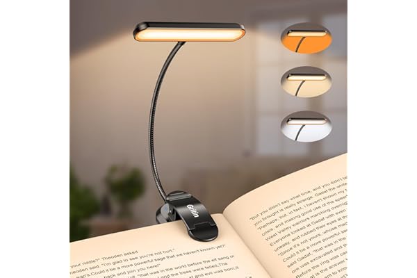 Gritin 19 LED Luz de Lectura, 360° Flexible Ajustable Lámpara de Lectura Recargable, 3 Colores de Luz & 5 Brillos, Protección Ocular Lampara Libro con Modo Memoria, Largas Horas para Lectores Noche