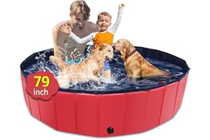 CACSPS Faltbarer Hundepool, 200,7 x 35,6 cm, Kinderpool mit hartem Kunststoff, rutschfeste Hundebadewanne für den Außenbereich, Hinterhof, zusammenklappbarer Hundepool für Kinder, Hunde, Haustiere