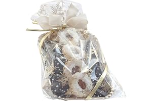 Italpak Bolsas transparentes para alimentos 'Dolceneve', sobres galletas, dulces, tartas, regalos, bolsas de Navidad, polipropileno, dorado/blanco, 25 x 40 cm, 50 unidades