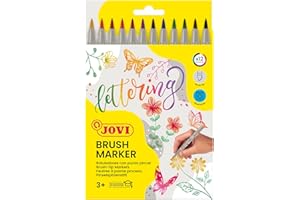 Jovi - BRUSH MARKER - Rotuladores Lettering con punta pincel, estuche con 12 colores (1312)