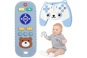 ETETOO Baby Toy, Silicone Baby Remote Control Toy, Bear Teething Toy Baby for Boys and Girls, Teething Aid Baby Are BPA-Free, Toy from 6 Months, Suitable as a Gift (Blue)