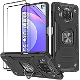 KANSi Cover compatibile per Xiaomi Mi 10T Lite 5G, Vetro Temperato [2 Pack] Custodie Silicone TPU 360° Rotante Anello Magneti