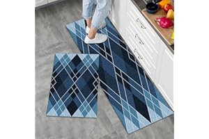 LY4U 2-teiliges Rutschfestes Küchenteppich Set, Waschbare Moderne Matten und Teppiche für Flur, Esszimmer und Eingangsbereich, 40 x 60 cm + 40 x 120 cm