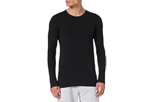 Schiesser Męski Podkoszulek Organic Cotton z Długim Rękawem - 95/5, Czarny, S