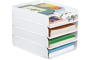 ‎GREENTAINER Greentainer 4-Stöckige Ablagekorb für A4, Dokumentenablage aus PET Kunststoff, Stapelbare Schreibtisch Organizer Briefkorb, Briefablage,A4-Papierablage für Zuhause,Büro,Schule(4pcs Weiß)