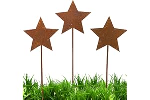 HXUING Set di 3 stelle arrugginite da giardino con stelle in metallo arrugginito, decorazione natalizia, decorazione autunnale, decorazione a stella, per esterni (A)