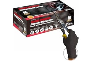 Safe Health Gants jetables en nitrile taille M Noir, Résistants Épais 5,5 Mil, Texture Diamant Losange, Boîte de 100, Sans latex Sans poudre, Résistants à l'huile, Auto Mécanique Maintenance Plomberie