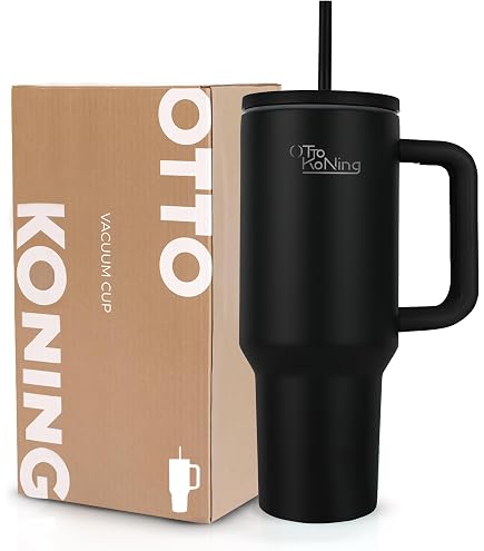 Meoky Tazza Termica 1182 Ml/40 Oz In Acciaio Inox Con Cannuccia E Manico - Mantiene Freddo 34h, Caldo 10h, 100% Antigoccia, Adatta A Portabicchieri Auto