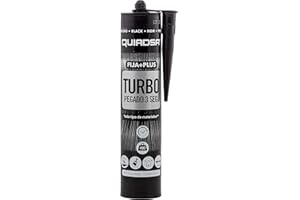 Quiadsa - FIJA+PLUS TURBO - Adhesivo de montaje de curado rápido - Negro - sin disolventes ni siliconas, uso interior y exterior - Sujeción inmediata en 3 segundos - 290 ml