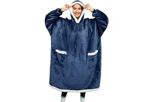 TOMEEK Sweat à Capuche Femme Surdimensionné en Sherpa Couverture à Capuche Chaud avec Doubles Poches Sweat à Capuche en Flanelle Adapté aux Adultes