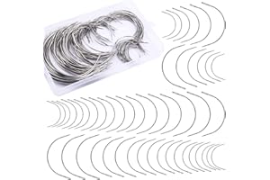 RIDDUR Set di aghi curvi da 120 pezzi, ago da cucito curvo in 6 misure, aghi curvi, spillo per parrucca C per realizzare parrucche fai-da-te e cucito a mano tappezzeria moquette pelle riparazione tela