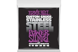 Ernie Ball Power Slinky Cordes filées en acier inoxydable pour guitare électrique, calibre 11-48