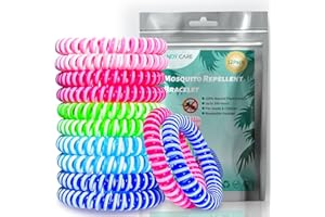 Mosquito Repellent Bracelet 12 Pack, PandyCare Insect, Midge & Mosquito Bands Wristbands for Adults, Kids & Baby - 2 Coils in 1, Waterproof, 100% Natural Plant Essential Oil, Deet Free with 300 Hours