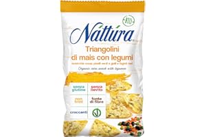 NATTURA Triangolini di Mais con Legumi Bio, Croccante Snack Senza Glutine e Lattosio, Ricco di Fibre, Senza Olio di Palma, Prodotto Vegano Senza Lievito, Confezione da 80 g