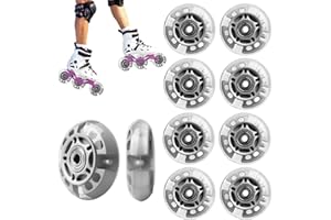 HOSPAOP 8 ruote LED Inline Skate da 72 mm – Ruote luminose in linea con cuscinetti a sfera, ruote di ricambio per pattini a rotelle e pattini fitness – Ruote universali in PU per bambini