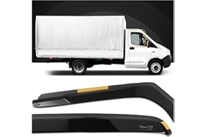 CHROMEMASTER HEKO - Compatible con Iveco Daily 2000-2014 Deflectores Para Ventanas Laterales; Delanteros; Dos Piezas; Deflectores de Aire Antilluvia, Oscurecidos, Aerodinámicos; Instalación Rápida y Sencilla