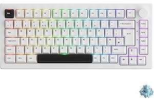 Akko 5075B Plus RGB Tastiera da meccanica, Layout ISO-UK/DE/Nordic, 3 modalità (BT5.0/2.4Ghz/Type C) Tastiera compatta con Hotswap, tasti PBT con profilo Cherry, programmabile (interruttore tattile)
