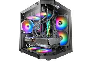 Mars Gaming MC-3TLITE, Caja Gaming MicroATX, Triple Cristal Templado Continuo, Ventilador FRGB Trasero 120mm, Estructura de Doble Cámara, Minitorre PC Compacta con Amplia Capacidad Interna, Negro