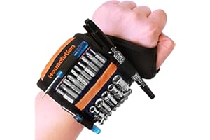Housolution Handwerker Magnetarmband, Verstellbare Magnetische Armbänder mit 15 Kraftvollen Magneten und 4 Stiftschlitzen Werkzeuggürtel für Schrauben Bohrer Nägel Halten Papa Männer Geschenk, Indigo