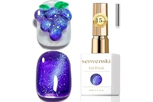 Senvenski Gelatina Vetro Cat Eye Smalto Semipermanente, 15ML Occhi di Gatto Magnetica per Gel Unghie Kit Olografico Glitterato Cristallo Smalti Unghie Salon Home DIY (Blu Viola, MY1-023)