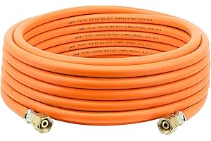 CFH Tuyau de gaz en caoutchouc 10 m VS 780 - Tuyau de gaz en caoutchouc avec raccord G 3/8" LH des deux côtés - Pour appareils à braser et brasage à gaz, GPL, propane/butane, 20 bar, joint conique, de