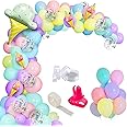 Party Propz Birthday Balloon Arch Decoration Combo With Multicolor Latex Balloons, Ice Cream Foil Balloons & Multicolor Confetti Balloons,64 Pcs