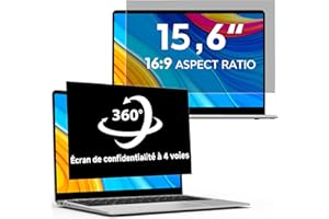 LUSA DESIGN 360° Filtre de Confidentialité 15.6 Pouces 16:9 - Protecteur d'écran Anti-Espion Anti-Lumière Bleue, Filtre Ecran Confidentialité Portable Compatible avec HP/Dell/Acer/Lenovo/ThinkPad/ASUS/Samsung