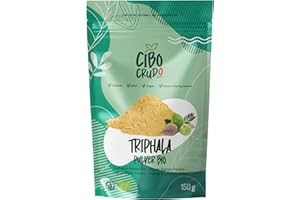 CIBO CRUDO CRUDO BIOLOGICO VEGAN Triphala Pulver Bio - 150g. Ayurvedische Formel bestehend aus Amla Amalaki Bibhitaki und Haritaki Rein aus Indien. Enthält Vitamin C Flavonoide und Ballaststoffe.