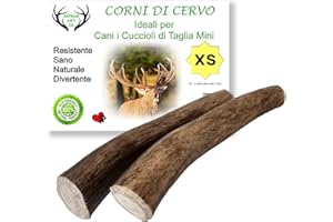 ARTISAN GIFT CO Corno di Cervo per Cani, Osso per cani da Masticare 100% Naturale, peso minimo Confezione 70gr. (XS - 2 pz.)