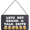 Irish Charm Plaques LETS GET DRUNK & TALK SHITE bar man cave HOME Wooden Funny Novelty Wall Hanging Plaque Sign Gift