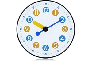 ‎LAFOCUSE Lafocuse Kinder Wanduhr Lautlos, Bunte Lernuhr für Jungen und Mädchen, Große Ziffern Kreativ, Ohne Ticken für Kinderzimmer Kindergarten Schule 25cm