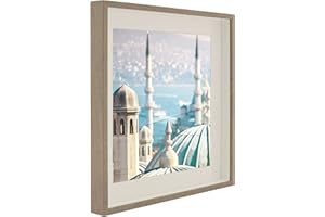 BD ART Pudełko 3D z passe-partout, kwadratowa do wypełnienia, głębsza do obiektów, zdjęć, suvenirs 3 cm, do powieszenia na ścianie, dębu, trufy, 50 x 50 cm, 50 x 50 cm