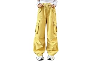SEAUR Pantalon Cargo Fille Jeans Baggy Y2K Hip Hop Pantalon Multi Poches Streetwear - 120-170=(UE 110-164)
