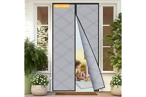 Sylken Thermo Türvorhang Kälteschutz 90 x 200 cm, Magnetischer Wärmeschutzvorhang für Türen Verdickter Oxford-Stoff Thermvorhang Tür, Winddicht Kälteschutzvorhang Für Balkontür/Terrassentür, Grau