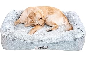 JOYELF Legowisko dla psa z pianki memory XLarge ortopedyczne legowisko dla zwierząt domowych z nadającą się do prania pokrowcem, niezależna mata z bezpłatną wodoodporną wkładką w zestawie