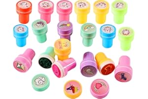 SILKWISH 20 sztuk stempli z jednorożcem dla dzieci, samotuszujące się stemple, dla dzieci, urocze pieczątki z tworzywa sztucznego, zestaw stempli, prezent do klasy, na urodziny dziecka