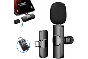 REDITAINER Microfono Inalambrico para iPhone/iOS/Android, Micrófono Lavalier Inalámbrico, Microfono Solapa para Móvil Portátil, Bluetooth Micrófono para Youtube, Facebook, TIK Tok Video y transmisión en Vivo
