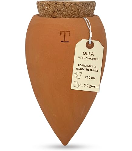 Olla 1L Terre Cuite CéNi Ceramics – Oya Irrigation Naturelle Avec Couvercle – Arrosage Autonome Plantes Intérieur & Extérieur