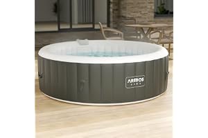 Arebos Uppblåsbar Bubbelpool utomhus | Spa för 6 personer | Rund spapool 1 000 liter