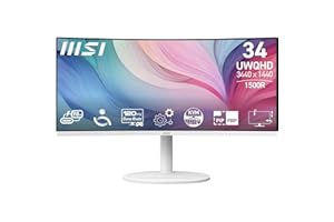 MSI Modern MD342CQPW Monitor Curvo de 34" UWQHD 1500R, Panel VA 3440 x 1440, 21:9, KVM, Pip/PBP, 120Hz, 300 nits, Anti-Glare, Altavoces Integrados, Ajustable en 3 direcciones, HDMI 2.0b
