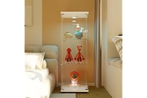 BLSYHDH vitrina de cristal con LED, armario vitrina para colección con 1 puerta 3 estantes transparente mueble vitrina de cristal vitrina estatuilla gabinete vitrina salón bar (3 pisos 1 puerta+LED,