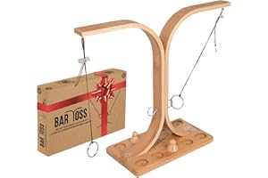 ORIGINAL CUP Bar Toss® Spiel | Geschicklichkeitsspiel aus Bambus für Kinder und Erwachsene | Hängendes Ringwerfen Ring Toss | Wer ist der Schnellste? | Indoor & Outdoor | 100% Holz | 100% Fun | OriginalCup®