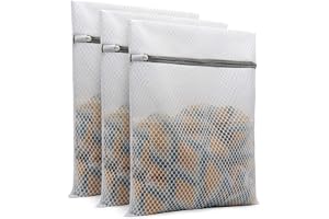 Andeya 3Pcs Durable Honeycomb Mesh Laundry Bags for Delicates 12 x 16 Inches