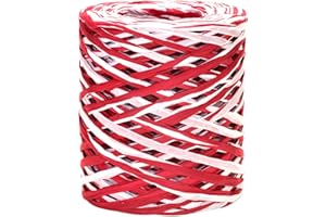 jijAcraft Nastro di carta per rafia, 160 m, bianco e rosso, per confezioni regalo, tessitura, decorazione e giardinieri