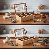 Promosyonca Orjinal Bambu Organizer, &Ccedil;ay Kutusu, Takı Kutusu, Mıknatıslı Kapak, Premium Kalite (6 Şeffaf Kapak)